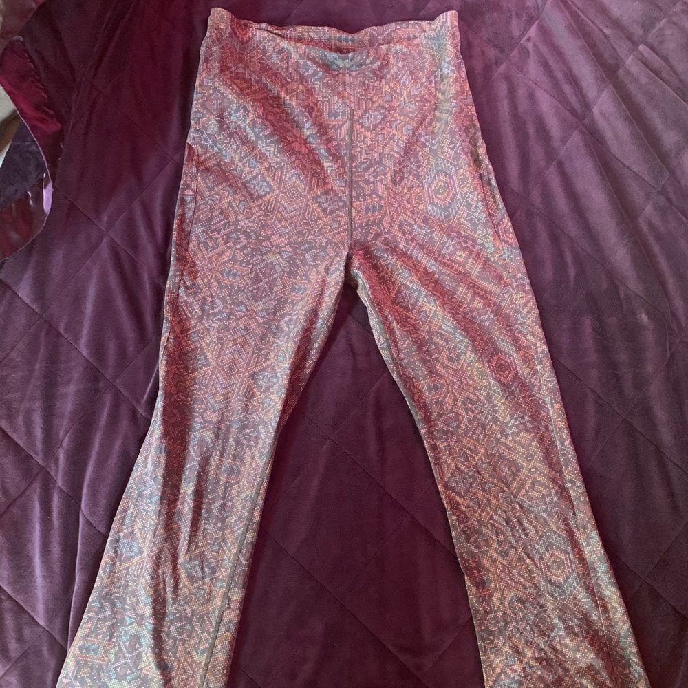Prana Women's Boot Cut Pants in Red and Pink Aztec Print
